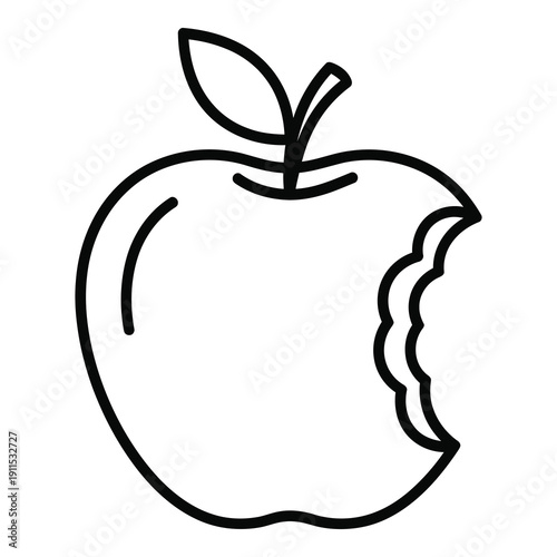 Bite taken out of a simple line drawing apple icon icon