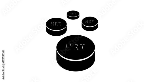 HRT medication for menopause wellness, black isolated silhouette