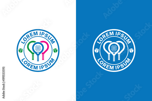 Padel racket logo, Padel logo, Padel club emblem badge logo design vector