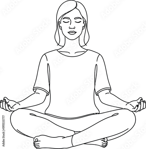 Woman meditating peacefully in lotus position with serene expression