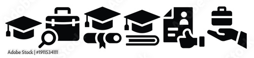 simple set of graduation related vector solid icons