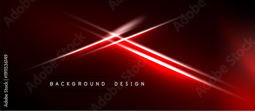 Dark background features vibrant red light streaks. Modern design elements create dynamic visual impact. Minimalist text adds subtle branding.
