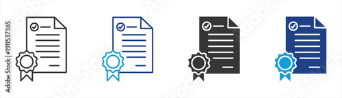 certification  icon set multiple style collection	