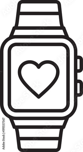 Digital smartwatch tracker vector icon for fitness monitoring pulse tracking and modern active technology