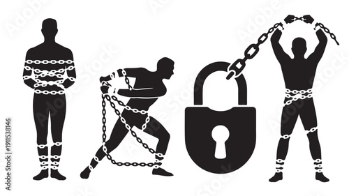Vector Illustration Of People Breaking Free From Chains And A Lock For Freedom And Empowerment Concept