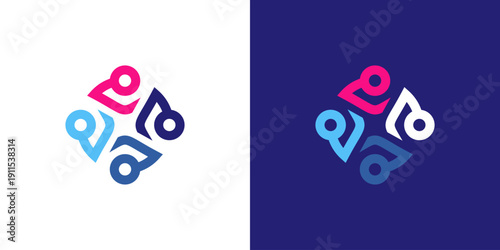 Dual meaning logo combining people, partner, and family elements, symbolizing unity, trust, collaboration, and strong supportive relationships within a connected community.