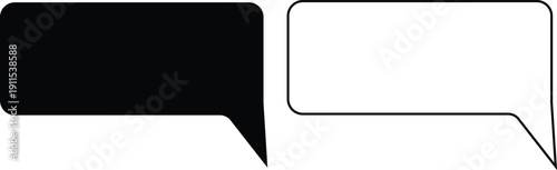 Speech and thought bubble icon set in flat and outline style, chat dialogue, comic talk balloons collection, black monochrome vector illustration isolated on transparent background