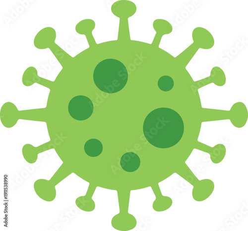 Medical Virus Symbol Flat Vector Illustration featuring Microscopic Pathogen with Protein Spikes for Virology Research and Healthcare Infectious Disease Awareness Design