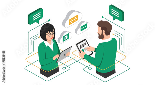 Business communication colleagues using devices for teamwork and online collaboration