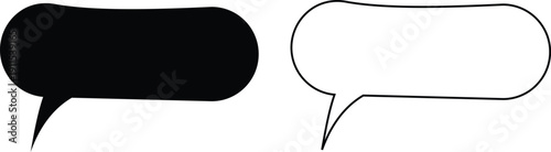 Speech and thought bubble icon set in flat and outline style, chat dialogue, comic talk balloons collection, black monochrome vector illustration isolated on transparent background