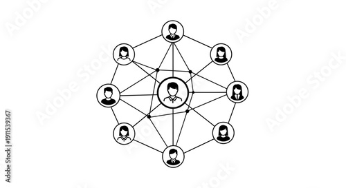 Business network connections people linked together in a web of relationships and partnerships