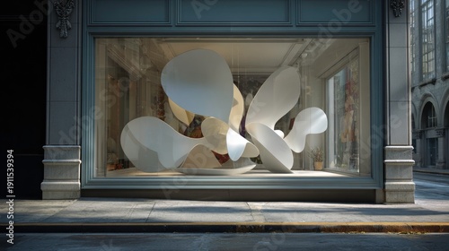Modern Abstract Sculpture in Retail Store Window Display