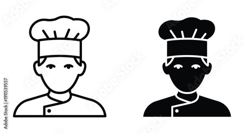 Chef and cook icons vector illustration set for restaurant and kitchen design