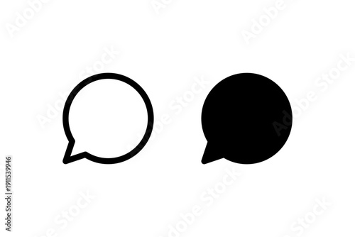 Contrast chat bubbles: white and black speech icons.