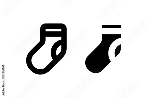 Simple black and white sock icons: minimalist design elements for digital use.