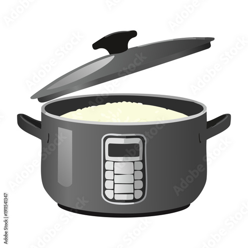 Kitchen pressure cooker with control panel for fast and safe preparation of meat stews - Vector Illustration