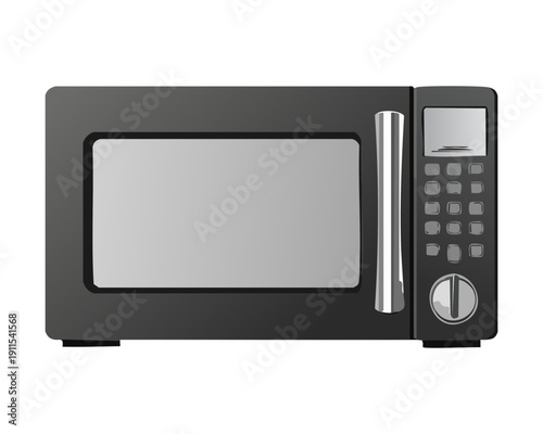 Modern digital microwave oven appliance for quick heating and defrosting of frozen food meals - Vector Illustration
