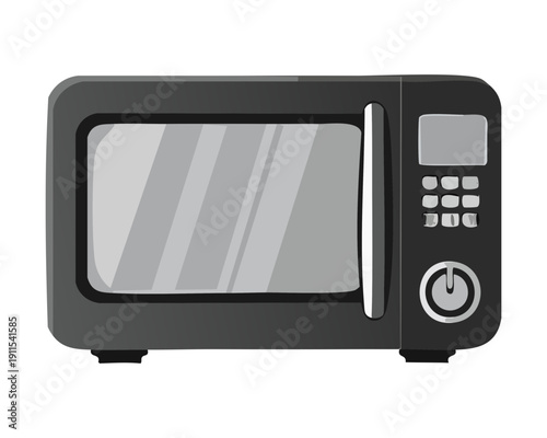 Compact kitchen microwave appliance with dial control for efficient food heating and meal prep - Vector Illustration