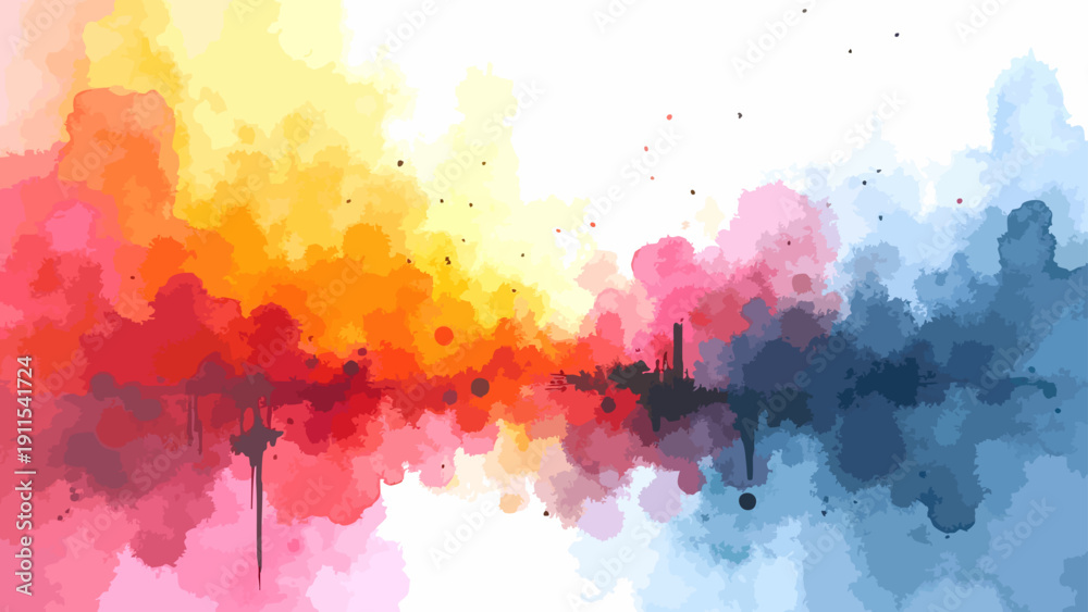 Fototapeta premium Vector Chromatic Symphony abstract composition explodes with vibrant watercolor hues, weaving together a tapestry of emotion and creativity. Design