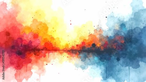 Vector Chromatic Reverie breathtaking symphony of color explodes across the canvas, showcasing vibrant hues of fiery red, golden yellow, and deep azure. Design