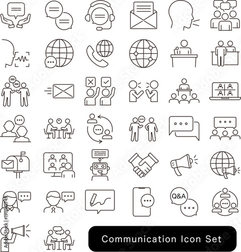 会話・コミュニケーションのアイコンセット:対話・ミーティング素材