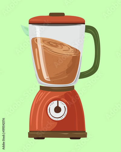 Modern electric food blender machine for blending fresh ingredients into delicious organic soups and sauces - Vector Illustration