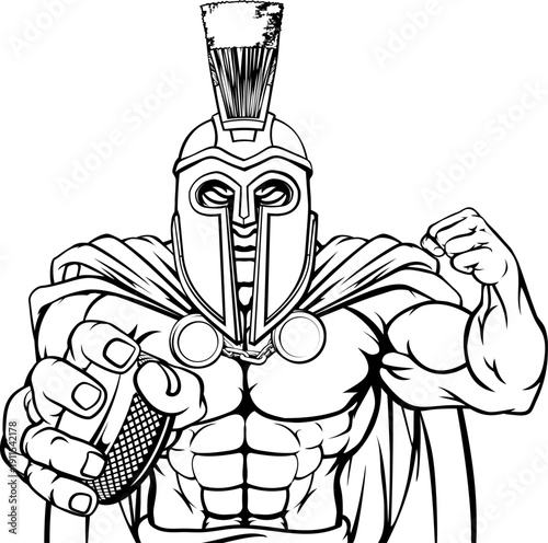 A trojan or spartan man ice hockey sports team cartoon mascot