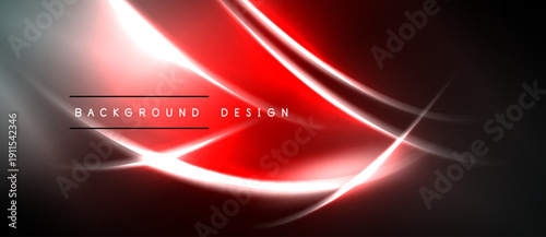 Abstract red, white lines over black background. Dynamic curves create modern visual effect. Minimalist design elements present.