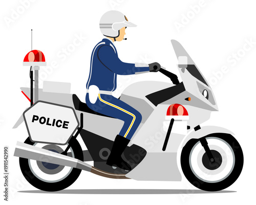 NF_White police motorcycle_Right side angle