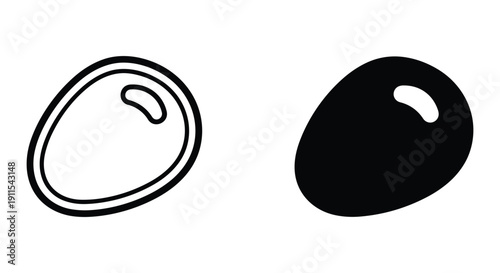 Black and White Olive Silhouettes on White Background, Simple Design Elements