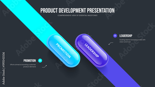 Digital Review Frame Design Vector Illustration. Sales Solution Two Option Diagram Slideshow Layout. Service Campaign 2 Element Infographic Slide Template.