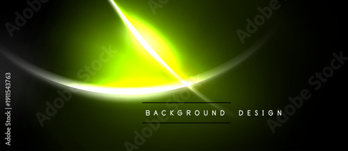 Abstract neon lines create glowing effect. Dark background emphasizes bright curves, modern design element. Simple text reads background design.