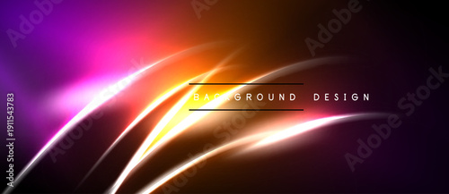 Abstract vibrant background. Gradient colors blend, creating dynamic light streaks. Modern design element for digital projects.