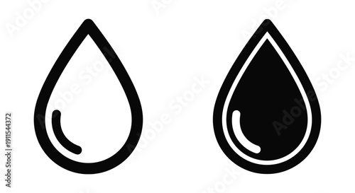 Minimalist water droplet icons set isolated on white background vector illustration design