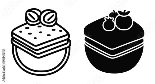 Black and white wedding cake toppers bride groom cartoon minimalist illustration isolated celebration
