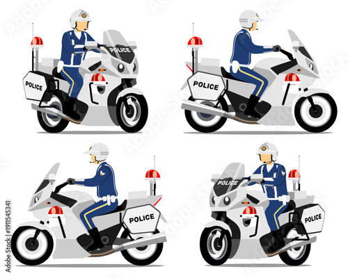 NF_White police motorcycle_4 angles