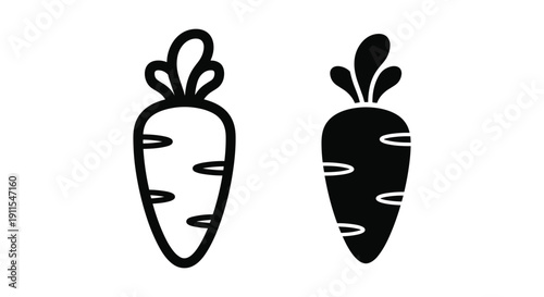Minimalist carrot icons with rabbit ears vector illustration isolated on white background for healthy food and spring garden concept