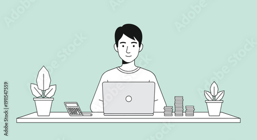 A modern flat-style illustration of remote workers engaging in daily tasks from home and cafés. The artwork features diverse characters using laptops, attending video calls