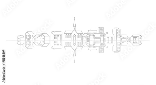 Vector illustration of a futuristic cityscape with sleek skyscrapers and modern architecture isolated on transparent background