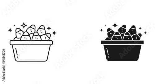Seedlings growth comparison in black and white pots with soil isolated on white background