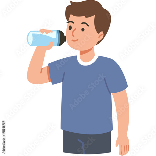 People Drinking Water Illustration