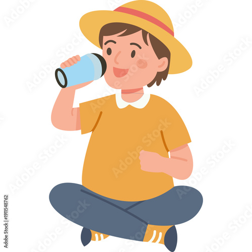 People Drinking Water Illustration