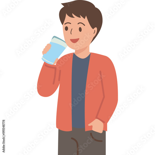 People Drinking Water Illustration