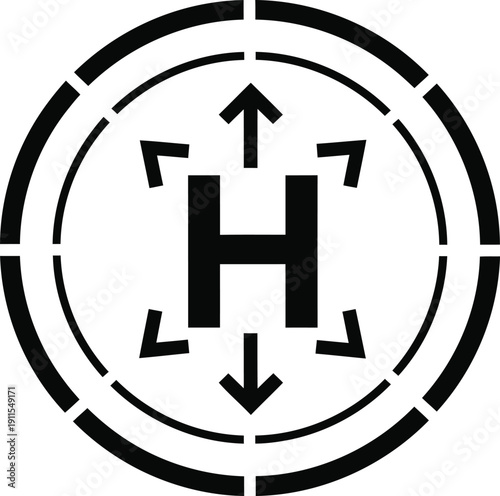 Center Alignment Helipad Target Icon Vector Symbol
