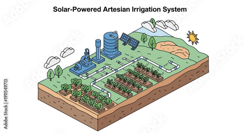 Solar Powered Irrigation System 3D Model.
