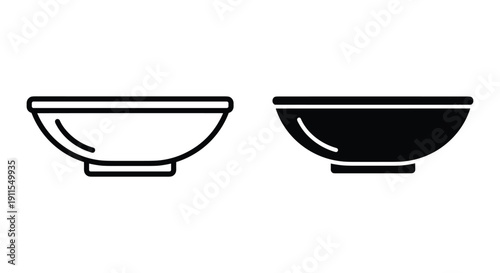 Minimalist black and white bowls isolated on white background vector illustration design