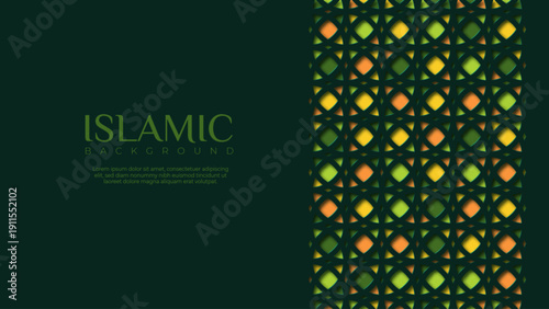 Islamic celebration greeting card template. Abstract background with Arabic ornament style