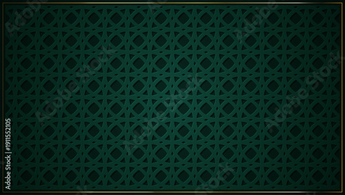 Abstract green background with Arabic geometric pattern. Luxurious Islamic celebration greeting card ornament