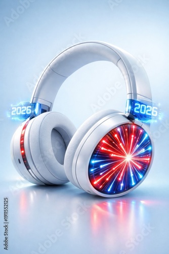 Futuristic White Ceramic Neon Starburst Headset