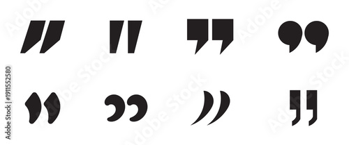 Quote mark line vector icon set, quotation mark collection, outline simple illustration, isolated quote icons, vector graphic on transparent background